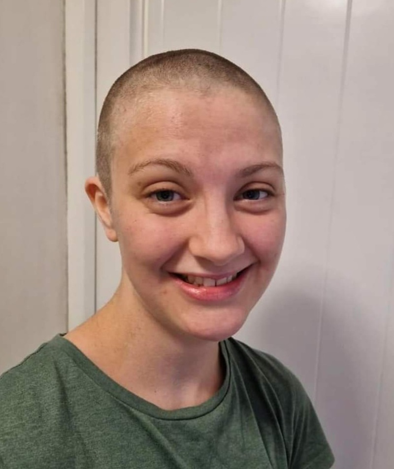 Caitlin Bedford after the shave.