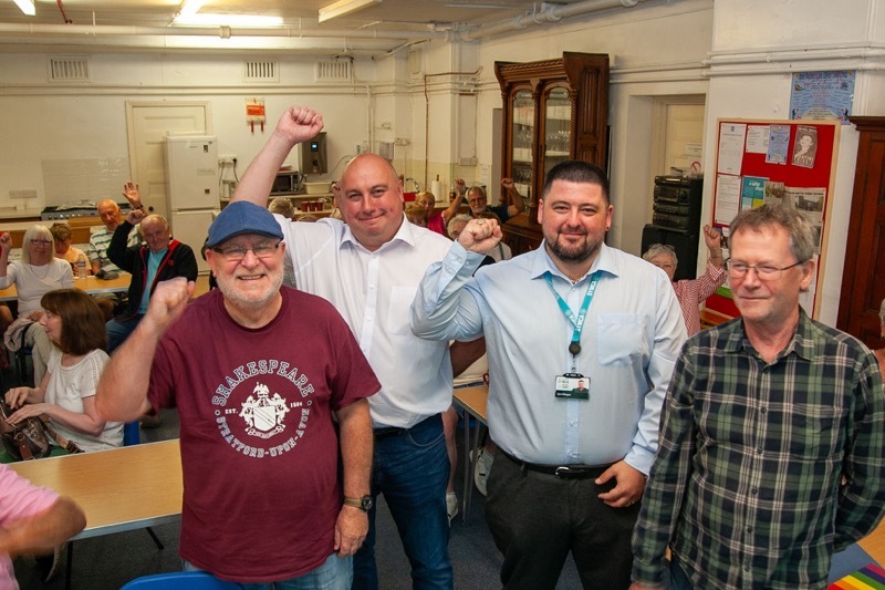 BUS BATTLES: Ronnie Steele, Sam Millington, Kevin Carr and Ian Jenkinson lending support. Picture Shaun Colborn PD093371