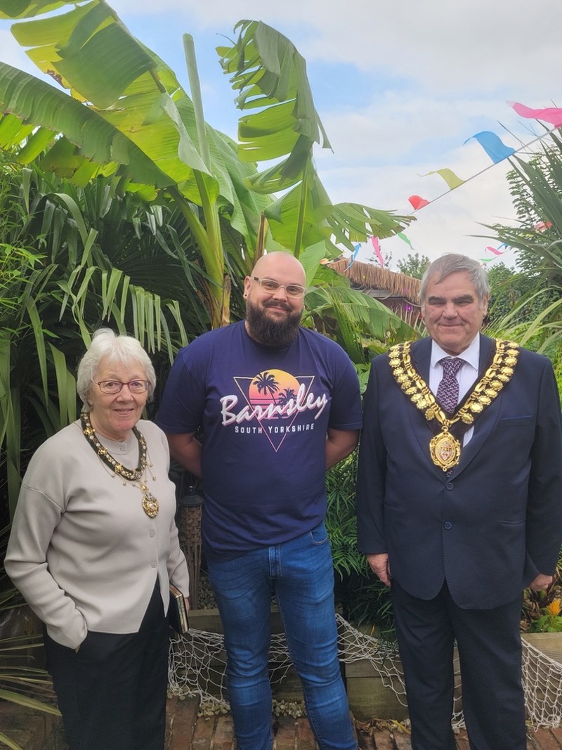 FINALIST: Gareth Creech with Mayor of Barnsley Coun John Clarke and his wife Doreen.