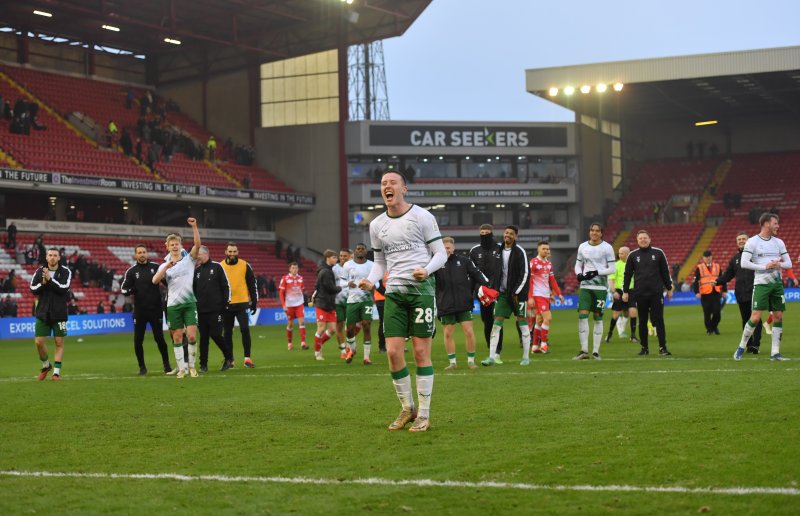 Lincoln celebrate at Oakwell in March