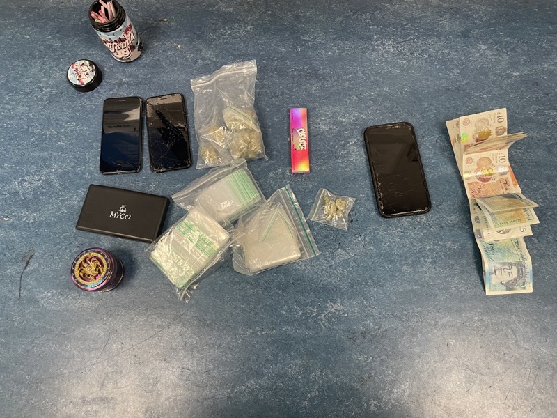 SEIZED: The items found on the 19-year-old.