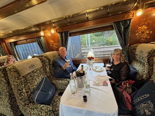 Main image for ‘Unashamed indulgence’ as Milly dines on one of world’s Top 10 most luxurious trains