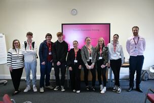 Lucy Evans and Andy Barnaby with public services students who attended the session.