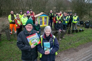 TPT BOOK STORE: Volunteer Kate Dobson along with volunteers launch the book box on the Pennine trail. Picture Shaun Colborn PD093734