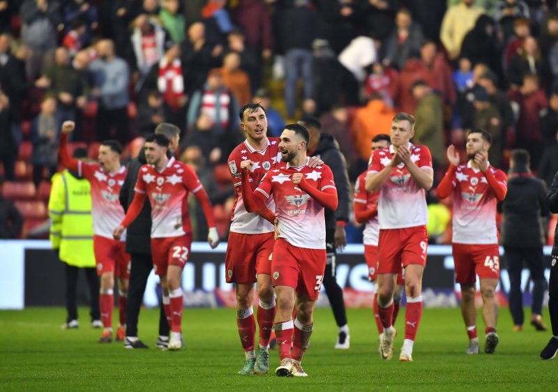 Barnsley celebrate their win in February