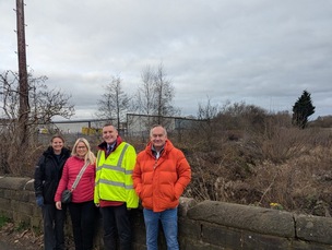 The Environmental Agency’s Jenny Longley and Lisa Killick, Coun Kevin Osborne and council flood risk coordinator Eddie Allen at Bulling Dike.