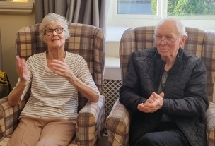 Deangate Care Home resident Frances Smith, 88, enjoying the Love to Move Gymnastics session.