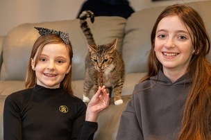 PURRFECT FUNDRAISER: Frankie and Eirian Clark.