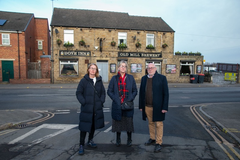 DOVE CLOSURE:  Councillors Nicola Sumner, Martin O’donoghue and Janine Moyes wanting answers, to the closure of the Dove Inn. Picture Shaun Colborn PD093872