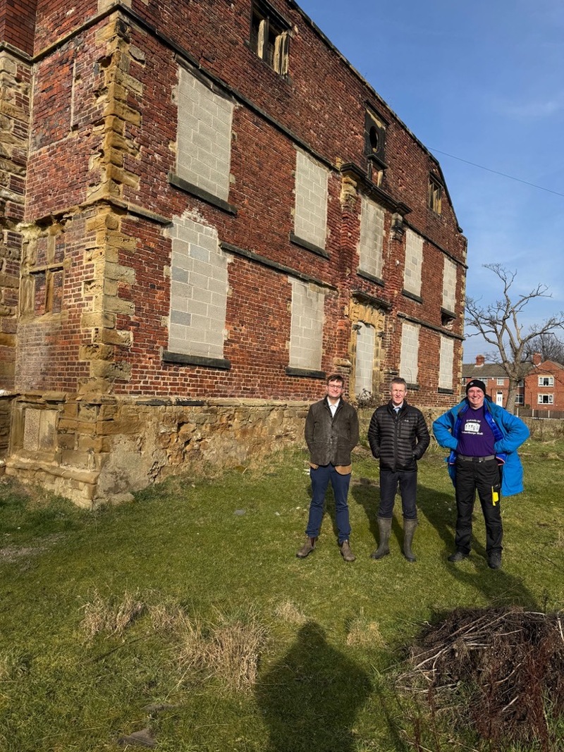 IMPORTANT: Historic England’s Bryan Davies, MP Dan Jarvis and Peter Stevenson at Grimethorpe Hall.