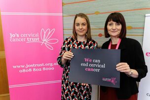 SUPPORT: Stephanie Peacock with Samantha Dixon, the chief executive of the Jo’s Cervical Cancer Trust charity.