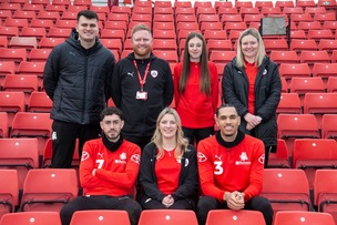 Barnsley first team player join the reds in the community drive to get football kit. Picture Shaun Colborn PD093823