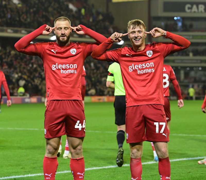 Stephen Humphrys and Georgie Gent celebrate during the November win over the Millers