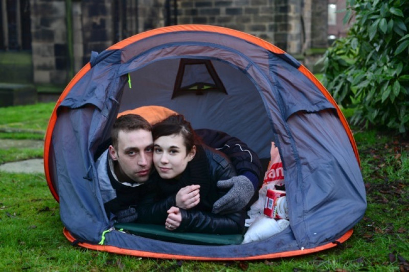 Main image for Homeless couple rough-sleeping in graveyard