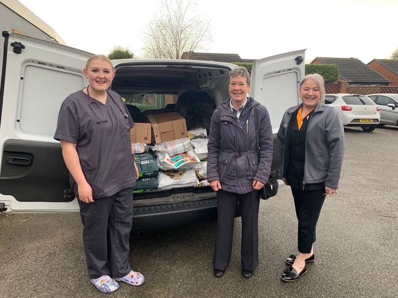 Emma Copley, deputy head nurse at The Pet Vet, Ann Taylor from Barnsley and District Animal Welfare and Debbie Mavin, customer experience coordinator at The Pet Vet.