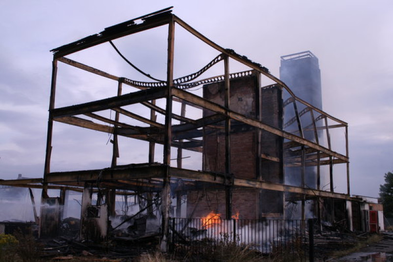 Main image for Steel frame is all that remains of former fire station