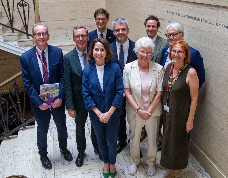 LANDMARK SCHEME: Leaders gather at Barnsley Town Hall to unveil the Pathways to Work project. Picture: Shaun Colborn.