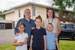 Worsbrough Common Primary nominated for a POB award, Pictured is Kate Ainley and Head Rebecca Paddock, together with pupils Steven, Amelia and Lawson. Picture Shaun Colborn PD093328