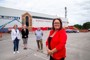 Heather Linney with Barnsley central councillors, Nicola Sumner, Janine Moyse, Martin O’Donoghue, down at Oakwell. Picture Shaun Colborn PD093310
