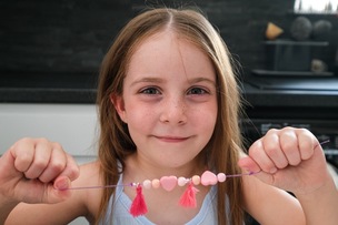 CREATIVE: Five-year-old Myla, whose handmade bracelets raised cash for Barnsley Hospice. Picture: Charley Atkins.