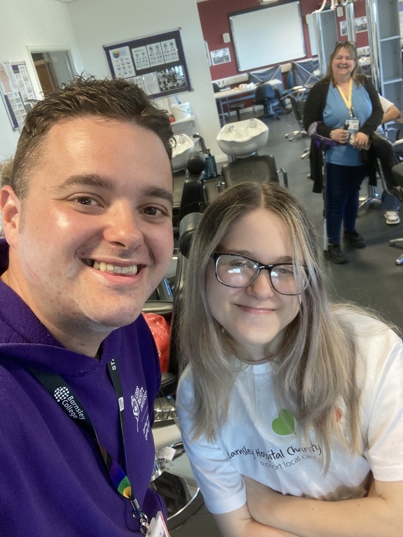 CHARITY SHAVE: Lee Barber and Chloe Pearson.