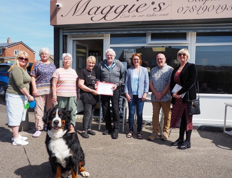 with Sharon Cooper, Brigitta Hibbert, Jennifer Hulme, Maggie Wood, Keith Pollard, cllr Nicola Sumner, cllr Martin O’ Donoghue and cllr Janine Moyes