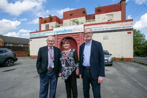 NEW CHAPTER: A former cinema in Cudworth is set to be demolished to make way for a care home’s extension. Pictured are Count Joe Hayward, Anita Cherryholme and Sir Steve Houghton. Picture: Shaun Colborn. PD093273