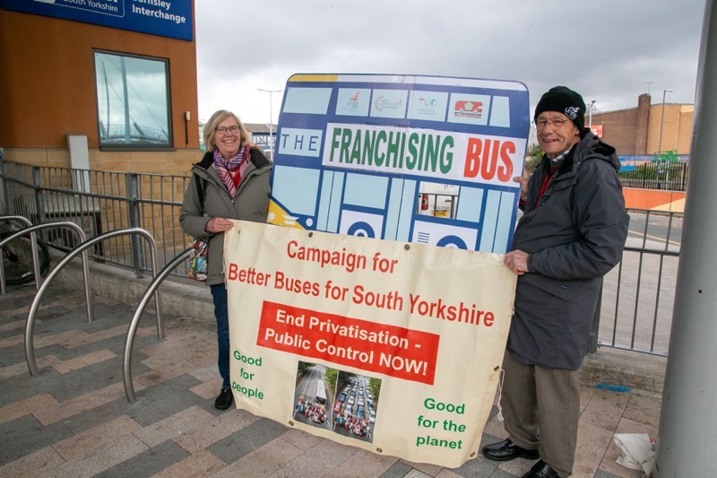 BUS STOP: Fran Postlethwaite and George Arthur at the interchange in Barnsley. Picture Shaun Colborn PD093954