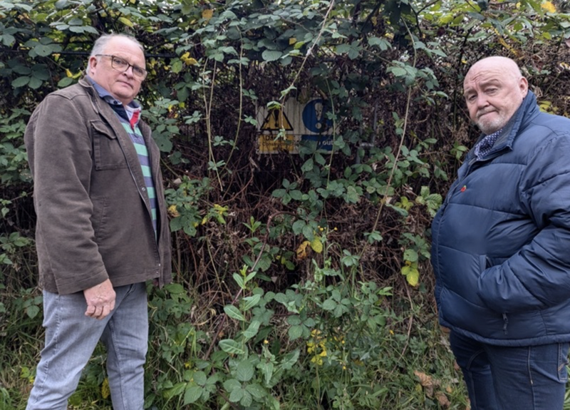 Councillors Phil Wright and Steve Bullcock who has been campaigning to improve the area.