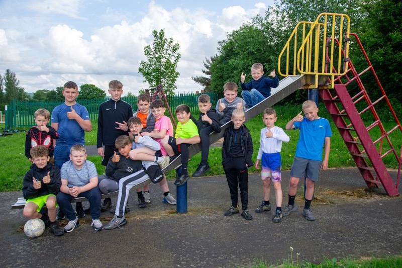 NEW FACILITIES: Children from Gt Houghton are celebrating the fact that new playground facilities are coming their way, replacing the 1960’s swings and slides. Picture Shaun Colborn PD093166