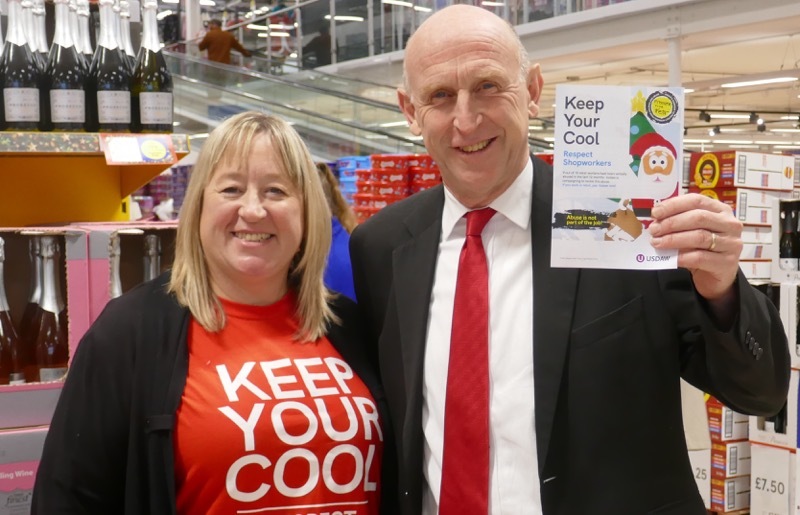 CAMPAIGN: John Healey MP with Usdaw representative and Wath-upon-Dearne Tesco worker Janine Bowler.