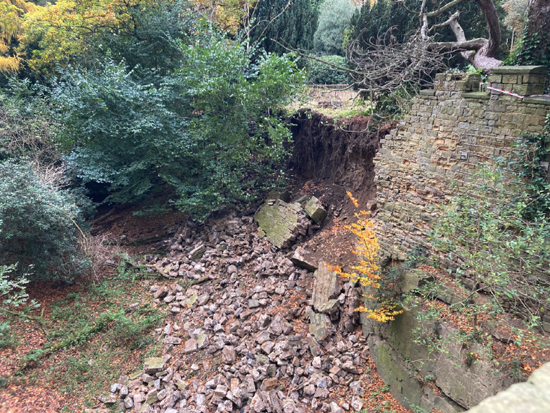 COLLAPSED: The walling at Wentworth Castle Gardens.