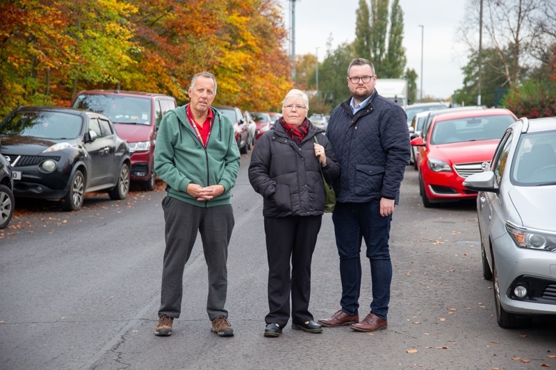 PARKING ISSUES: Wombwell councillors at the parking hot spot on the industrial estate. PD093626