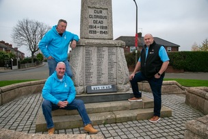 CARING: A dedicated team of community stalwarts are keeping the Hoyland Memorial monument, clean and tidy despite recently being egged, pictured are Gary Moore, Bob Hill and Phil Hickling PD093642 Picture Shaun Colborn