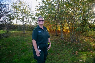 Kaz Browne surveys the soon to be memorial garden, at the Hoyland ambulance station. Picture Shaun Colborn PD093664