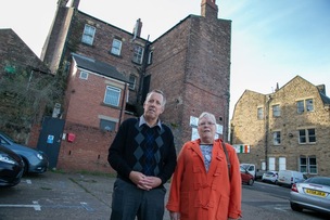 HMO OBJECTION: Coun Robert Frost and Coun Brenda Eastwood, at the proposed 17 bed HMO in Wombwell. Picture Shaun Colborn PD093663