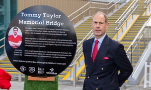 ROYAL VISIT: HRH Prince Edward officially opened the Tommy Taylor memorial bridge at the side of the glassworks on Thursday. Picture Shaun Colborn PD093600