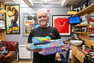 TOY APPEAL: Tony Batty starts his mammoth Christmas toy appeal. Picture Shaun Colborn PD093606