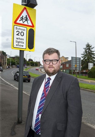 Speed Zone: It seems motorists are obeying the new 20mph speed limits outside Oakhill Primary on Doncaster Road according to Coun James Higginbottom. Picture Shaun Colborn PD092383