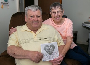 DISTRICT DIAMOND WEDDING: Janet Clarke with husband Peter, this week. Picture Shaun Colborn PD093591