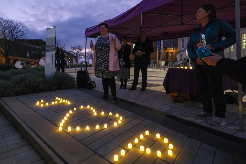 VIGIL: Dozens gathered in the town centre to support Claire Throssell on the tenth anniversary of Jack and Paul’s death. Pictures: Charley Atkins.