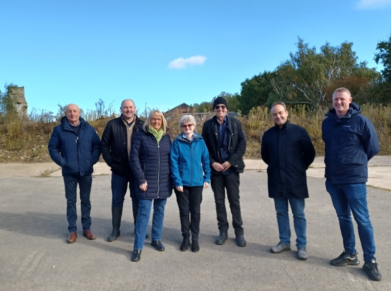 RENEWED OPTIMISM: Councillors Caroline Makinson and Pauline McCarthy alongside Monckton Development Limited’s Richard Hopkinson and Martin Hague, Phil Robinson of Pegasus Planning, development consultant David Frohnsdorff and Robert Tranter from MHH Contracting. 