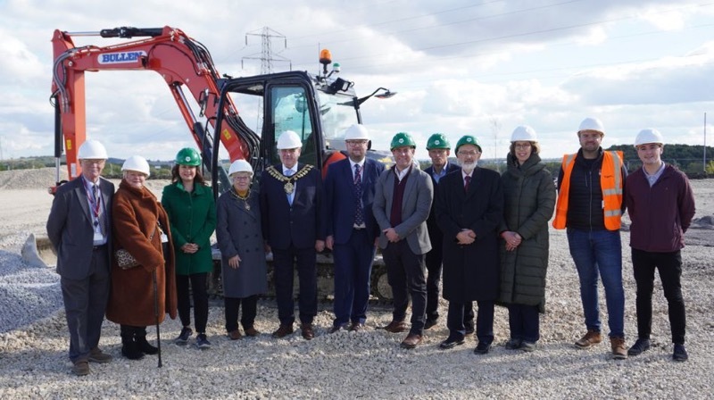 WORK BEGINS: Leaders gather to mark last week’s ground-breaking event at the new sports centre site.