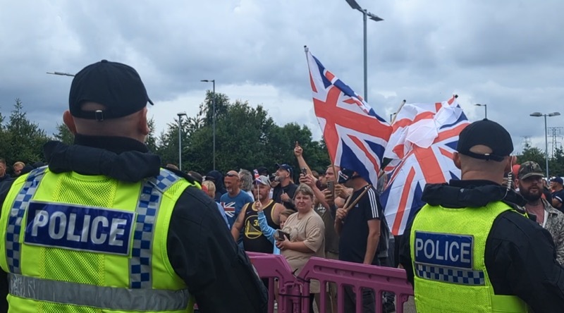 Police at Manvers on August 4.