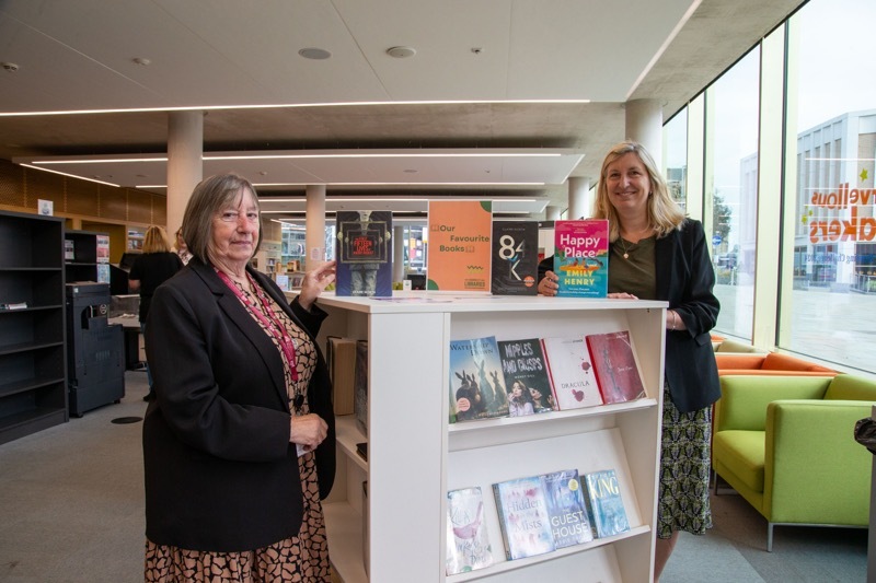 LIBRARY ON THE UP: Coun Wendy Cairn and Anna Hartley in Barnsley Library