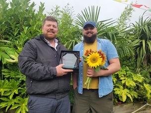 WINNER: Gareth Creech with sponsor James Hill from Sunflowers From The Hills.