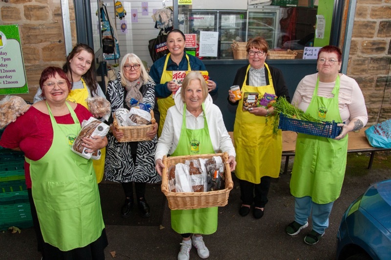 HOYLAND FRIDGE FOOD SHOP: Julia Carr with her team of volunteers