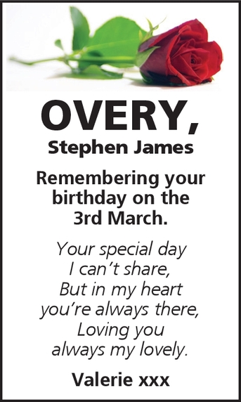 Notice for Stephen Overy