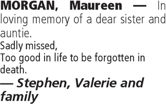 Notice for Maureen Morgan