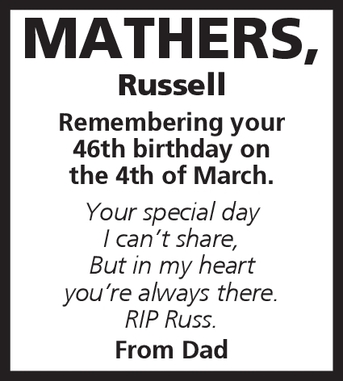 Notice for Russell Mathers